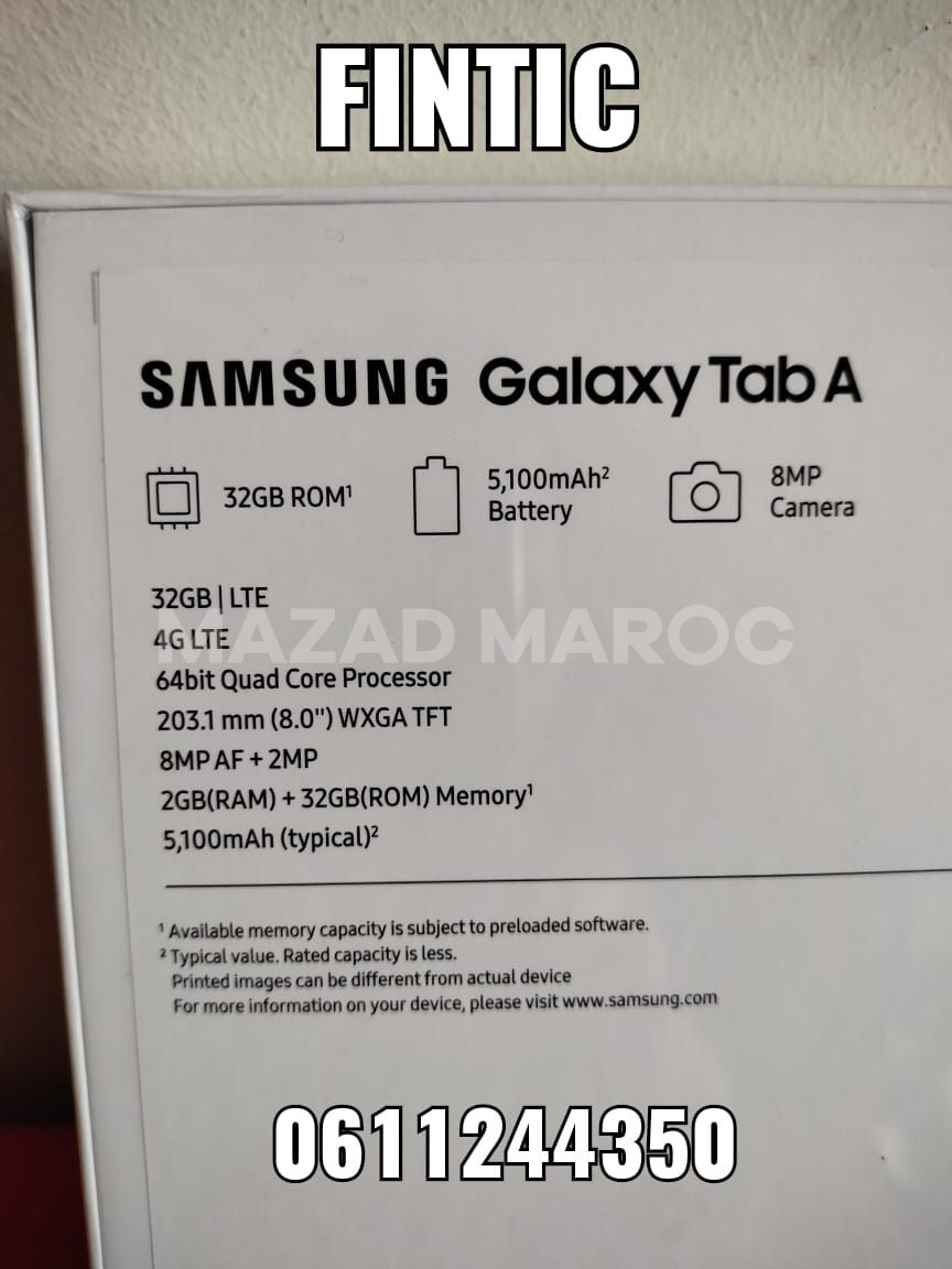 Tablette Samsung Tab A جديدة    Galaxy Tab A ©️Quad Core  RAM 2 GB
