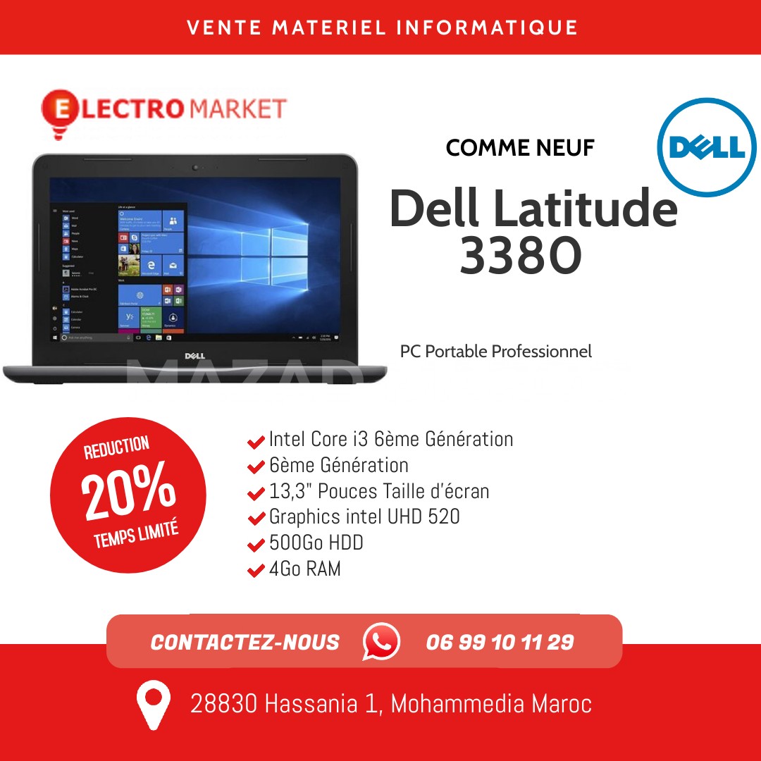 Dell Latitude3380   Intel Core i3 6ème Génération