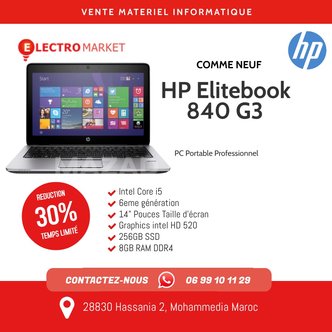 HP Elitebook 840 G3 14 Pouces Taille d'écran