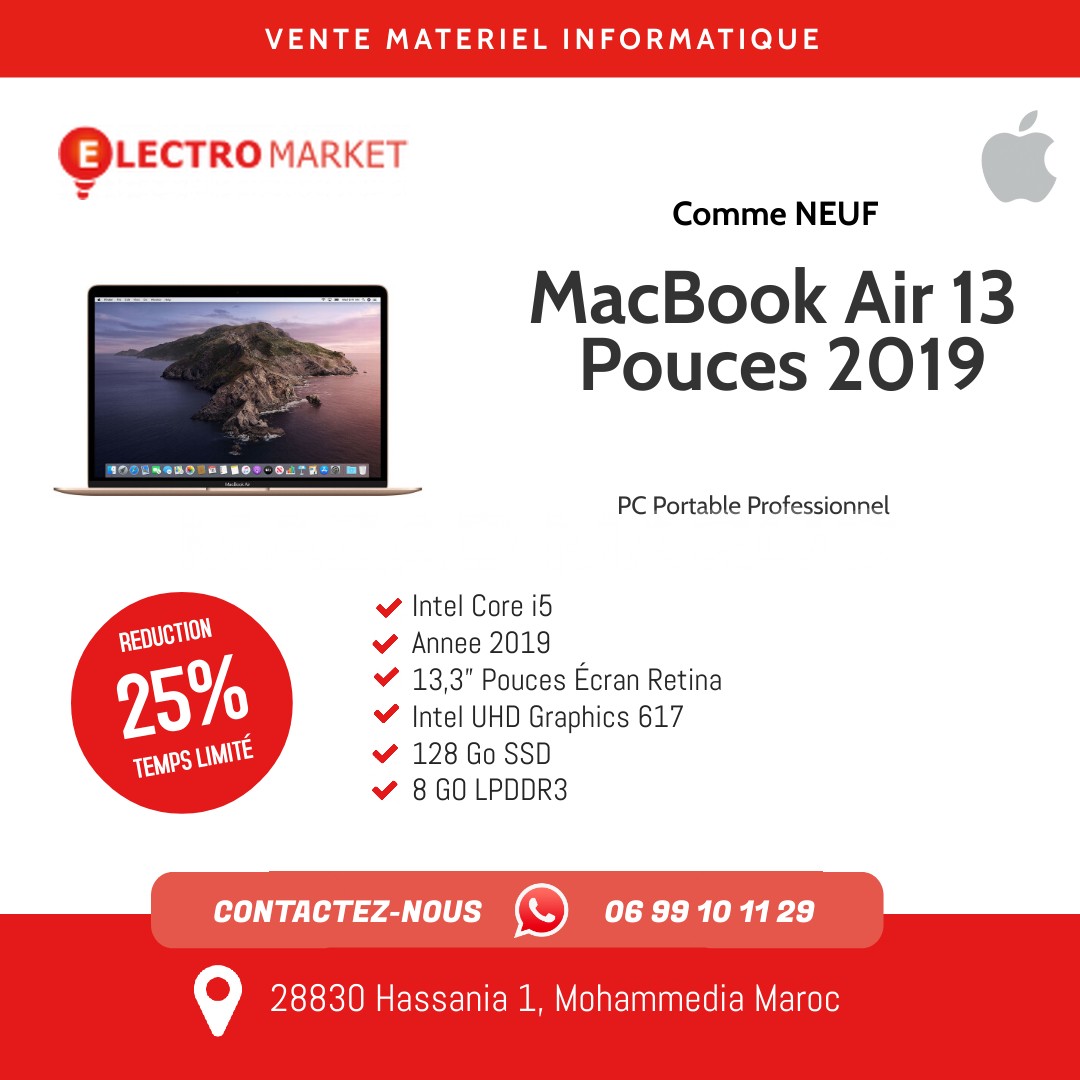 Vente MacBook Air 13 Pouces 2019