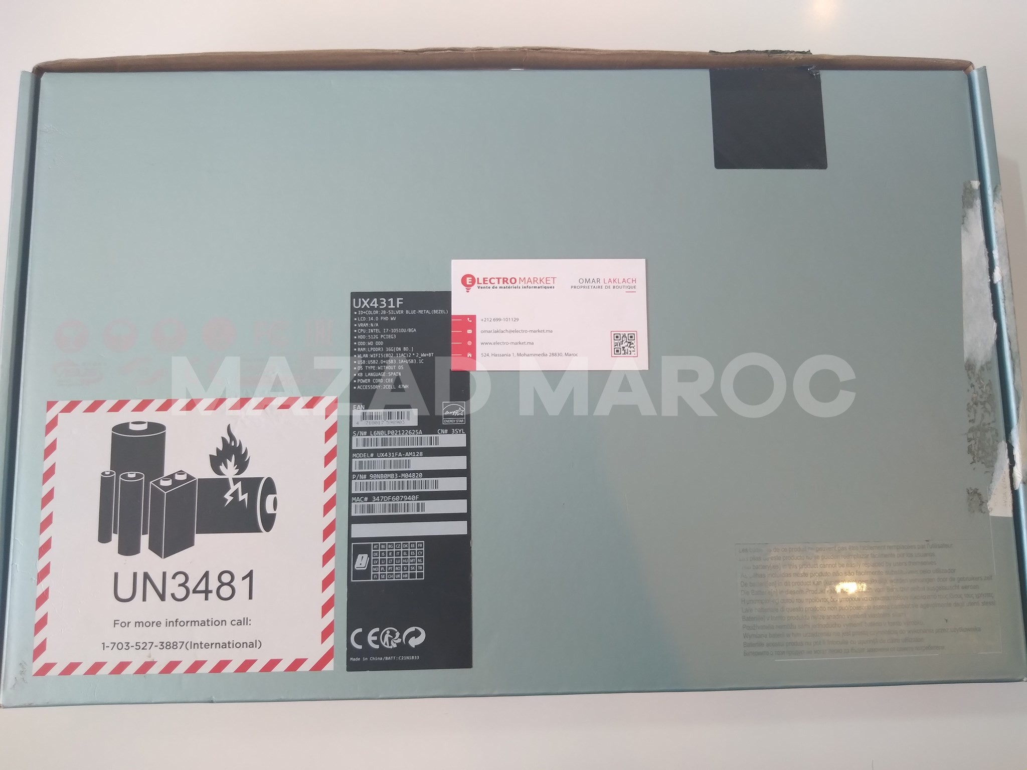 Vente ASUS Zenbook UX431F   i7-10510U 10éme Génération