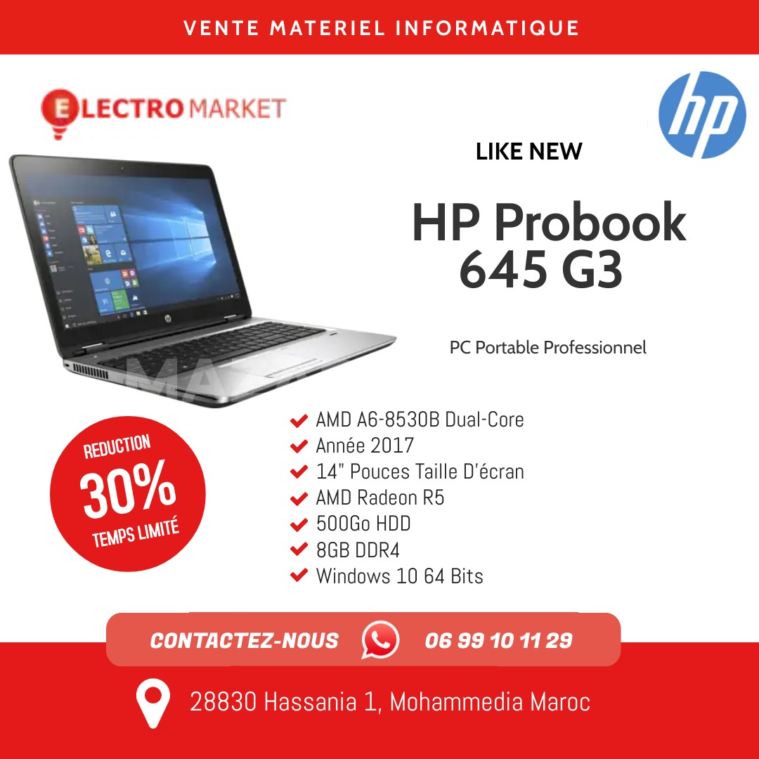 HP ProBook 645 G3  ultraplat et tactile